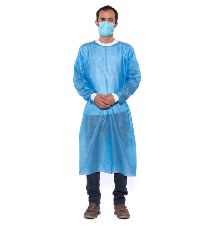 Blue%20Disposable%20Medical%20Isolation%20Gowns%20w/%20Knitt%20Cuffs,%20Lab%20Dentists%20Hospital%20-%20Image%202