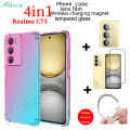 BLKNAIM 4-in-1 NEW For Realme C75 case Anti-fall Color phone case + Screen Protectors tempered glass+Magnetic car mount +Lens Film. 