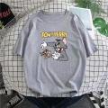 Cat And MouseTT-shirt Men's Tom Jerry Cartoon Cartoon Short Sleeve Cotton Youth Student Couple Summer Wear. 