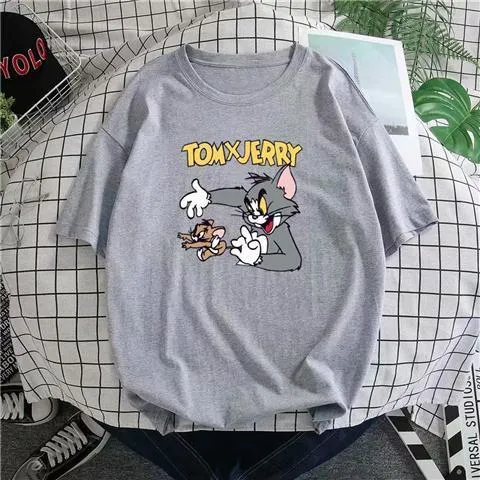 Cat%20And%20MouseTT-shirt%20Men's%20Tom%20Jerry%20Cartoon%20Cartoon%20Short%20Sleeve%20Cotton%20Youth%20Student%20Couple%20Summer%20Wear%20-%20Image%203