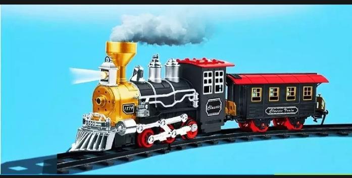 CLASSIC SMOKE TRAIN SET WITH REALISTIC SOUNDS AND LIGHTS TOY FOR KIDS Daraz.lk