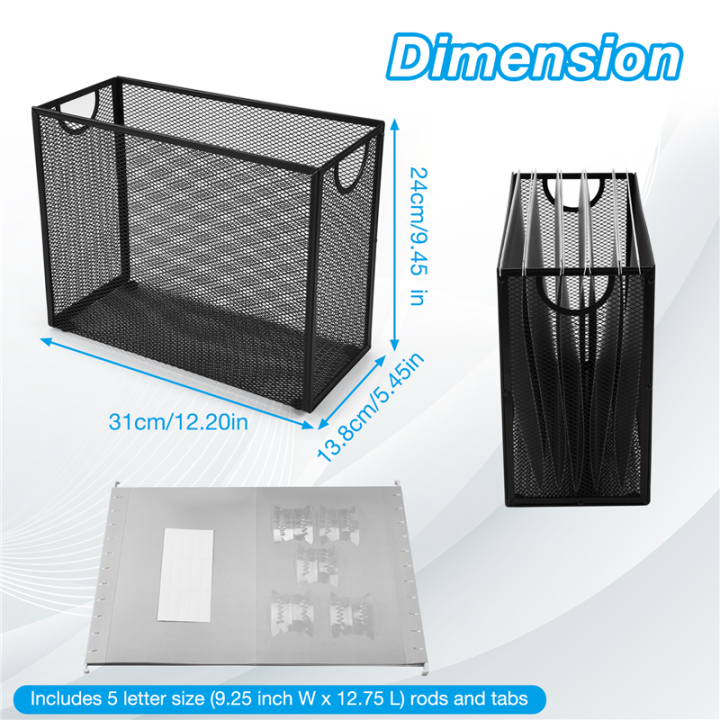 Hanging%20File%20Organizer%20Filing%20Box,Metal%20Mesh%20File%20Crate%20Desk%20Organizer%20Magazine%20Holder%20with%205%20Hanging%20Folders%20Included%20-%20Image%202