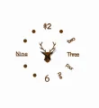 Large Acrylic 3D Wall Watch Clocks DIY Mirror Deer Head Stickers Art Decal Living Room Quartz Needle Europe Style Home Decor. 