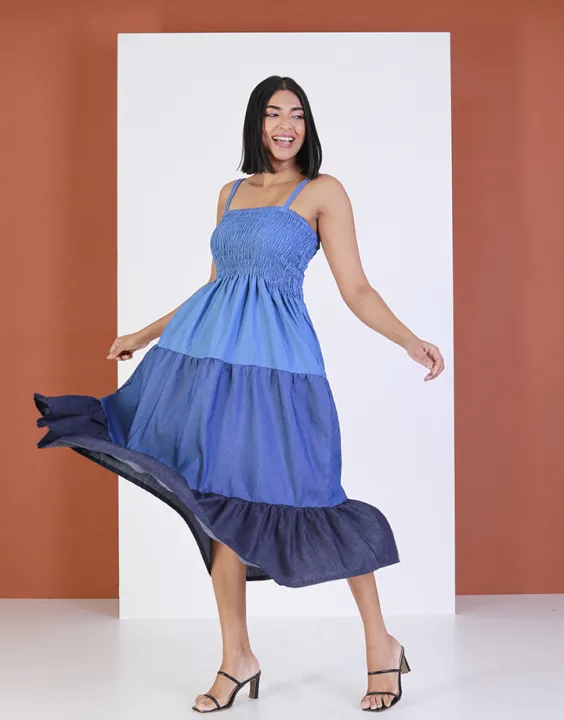 Spring and Summer Tiered Dress with Smocked Details