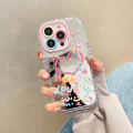 Lovely girl heart Mirror phone case for iPhone 11 12 13 14 15 Pro Max shockproof back cover.