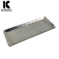 KOKKO Rectangular Serving Tray, 7.7in Hammered Stainless Steel Storage Tray, Hammered Serving Plates For Towel Tea Fruit Jewelry, Metal Decorative Vanity Platter. 