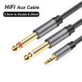 3.5mm to Double 6.35mm TRS Cable AUX Male Mono 6.35 Jack to Stereo 3.5 Jack Audio Cable for Mixer Amplifier 6.35mm Adapter. 