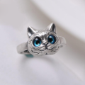 Charm Blue Eyes Cat Rings for Women Girls Cute Animal Trendy Men Jewelry Gifts. 