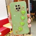 LECOMES for Xiaomi Redmi Note 9 Pro Back Cover with Love Heart Bracelet Chain Luxury 6D Plating Shiny Soft Silicone Mobile Phone Case Pouch Girls. 
