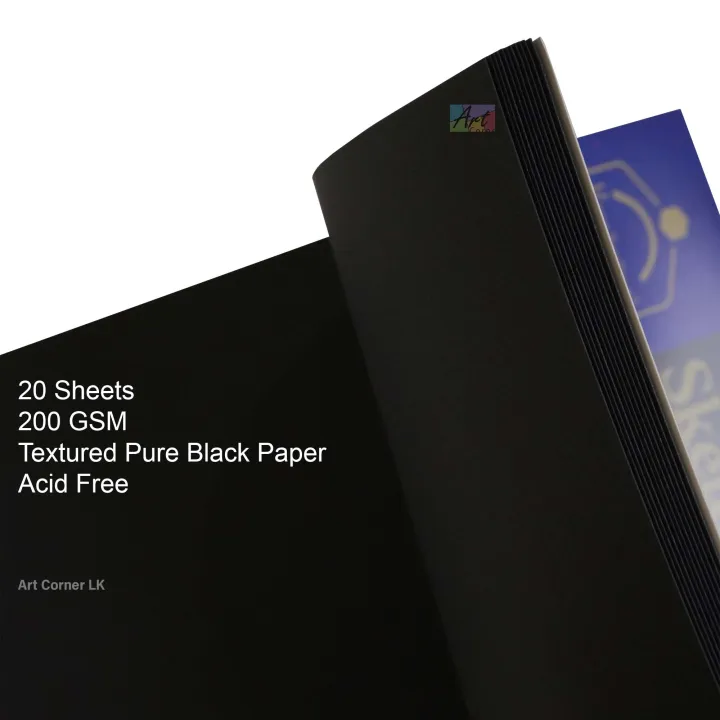 Keep%20Smiling%20Black%20Paper%20Sketch%20Pad%20For%20Artists%20200GSM%20A3%20A4%20-%20Image%203