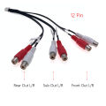 10 12 Pin Car Radio RCA Audio Rear Subwoofer Front Video Cable for Clarion FX503 NX603 NX604 NX605 Android DVD Navigation. 