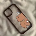 Cute Rabbit Bear Couple Phone Case For iPhone 15 14 Pro 13 12 Mini 11 XR XS Max 16 7 8Plus Lovers Paired Clear Hard Cover Fundas. 