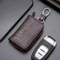 Fashion Leather Car Key Bag Unisex Crocodile Print Zipper Keys Housekeeper Cow Split Leather Key Organizer Case Wallet Men. 
