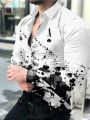 Autumn Black White Shirt Men Long Sleeve Shirt Fashion Patchwork Male Tops High Quality Man Clothes Everyday Party Casual Shirts. 