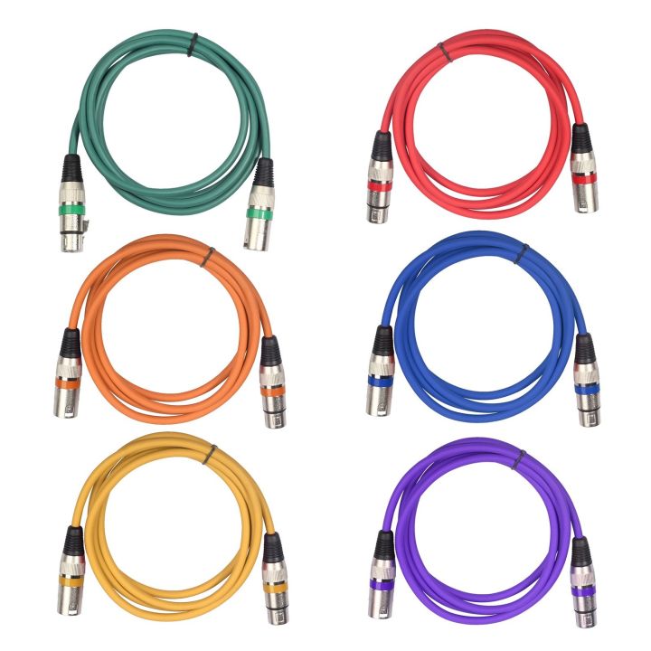 6pcs 1.5M/5ft XLR Cable DMX tage Light Cable 3-Pin XLR Male to Female Plug PVC Jack