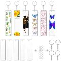 ARELENE 120 Pieces Rectangle Acrylic Key Chain Blank Transparent Acrylic KeyChain Blank. 