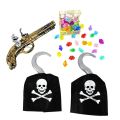 Pirate Theme Birthday Party Decor Pirate Hat Pirate Hook Plastic Coin Pirate Cosplay Props Realistic Toy Gun Gift For Kids. 