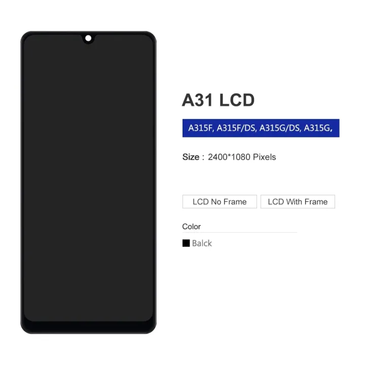 LCD%20With%20Frame%20For%20Samsung%20Galaxy%20A31%20A315F%20Display%20Touch%20Screen%20Digitizer%20Assembly%20Replacement%20Parts%20A315G%20A315N%20-%20Image%204