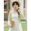 Small Coat with Suspender Skirt Chiffon Sunscreen Cardigan Thin Women's Shawl Outer Blouse Summer Matching Skirt. 