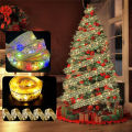 1/2M Double Layer Fairy Lights Strings Christmas Ribbon Bows with LED Christmas Tree Ornaments New Year Home Decor. 