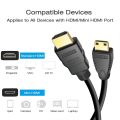 1M 1.5M Mini HDMI To HDMI Cable HD 4K 1080P High Speed HDMI Adapter For Pc Tv Monitor Projector Camera Dvd. 