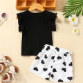 Girls Clothing Set Summer Fashion Top T-Shirt Heart Shorts 2Pcs Children Outfit Suit Kids Girls Clothes Sets. 