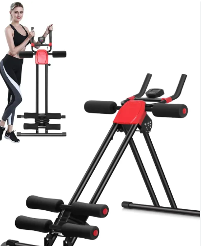 Ab Workout Equipment,SPORFIT Ab Machine,Core & Abs Shaper Foldable,4 Adjustable Levels Abs Exercise Machine w/LCD Display,Portable Side Waist Trainer Core Toner