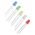 LED Emitting Diode Oxygen Resin Stainless Steel Eco Friendly LED Diode Set 3mm Bright Color 5 Colors Red Yellow Blue Green White for DIY. 