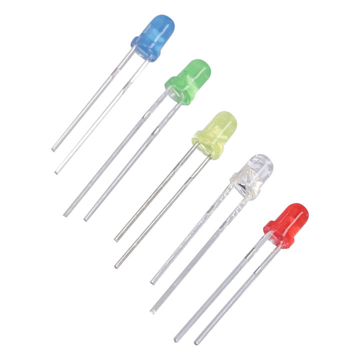 LED Emitting Diode Oxygen Resin Stainless Steel Eco Friendly LED Diode Set 3mm Bright Color 5 Colors Red Yellow Blue Green White for DIY