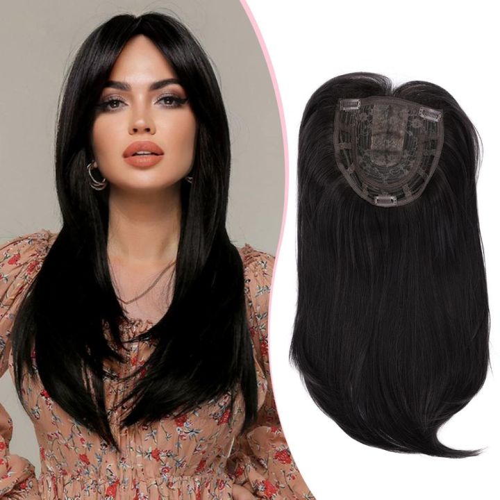 Middle Part Toppers Closures Middle-part Bangs Hair Toppers Synthetic Hairpiece Toupee ...