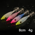 Export Japan Squid Needle 8cm 4g Bionic Bait Wrap Cloth Rubber Soft Body Wooden Shrimp Small Hanging Bucket Squid Hook Fishing Lure. 