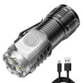 Mini LED Flashlight 3LED Ultra Strong Light Flash Light Portable USB Rechargeable Built-in Battery with Pen Clip and Tail Magnet. 