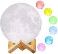 3D Magical Moon Light Moon Lunar LED Night Light Lamp Touch Sensor Color Changing with Wooden Stand. 
