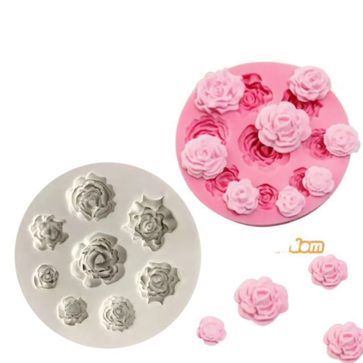 Roses 9 Silicone Fondant Mold 3D Rose Flowers Silicone Mold Fondant Soap Mould Jelly Candy Chocolate Moulds Cake Decoration Baking Tools Rose Moulds Cake Tool cake mould