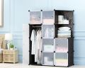 10 Door Portable Foldable wardrobe 10 Door Plastic Sheet Wardrobe Storage Rack Clothes Organizer for Kids Living Room Small Accessories. 