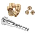 OUMERY 1 PC 5C Trumpet Mouthpiece Silver 5C Size Metal with 1 Set Trumpet Valve Finger Buttons Trumpet -Golden. 