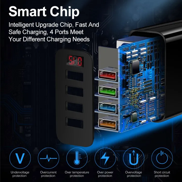 TONHA%2048W%20Quick%20Charger%203.0%20Fast%20Charge%204%20Port%20USB%20Wall%20Plug%203.1A%20Digital%20Display%20Fast%20Charger%20Adapter%20UK/EU/US%20Plug%20Wall%20Charger%20Wall%20Adapter%20For%20Huawei%20Samsung%20Vivo%20Oppo%20Xiaomi%20iPhone%20Honor%20Realme%20OnePlus%20-%20Image%206