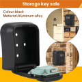 Key Box Wall Mounted Mini Key Safe Outdoor Key Box with Resettable 4-Digit Numeric Code Waterproof Key Box (Black). 