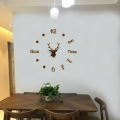 3D Deer Head Creative Wall Clock Acrylic Living Room Decoration DIY Personalized Wall Sticker Clock Modern Simple Silent Clock 1Set. 