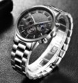 Professional Office Wear Rich Look Stainless Steel Watch For Man - Luxury Quartz Analog Business Chain Metered Dial Casual Wrist Watches For Men Boys Gents Black White Blue TM. 