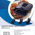 Mitshu 3in1 Sandwich / Waffle / Grill Maker - MSGW-229. 