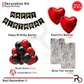 Happy Birthday Decoration Combo of 5 Items / Birthday Party Decoration Black Red and Silver Theme. Pack of 33 Pcs. 