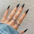 24Pcs Sharp End Stilettos Nail Black Extra Long False Nails Stiletto Tips UV Gel Manicure Easy Apply Artificial Nails Salon. 