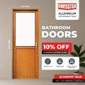 Bathroom Door Teak Finish with Frame (Economy Type-Left Side Open). 