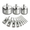 12Pcs Diamond Drill Bits Glass Tile Hole Saw Bits Set, Hollow Core Drill Bits, Extractor Remover Hole Saws for Glass, Ceramics, Porcelain, Ceramic Tile. 