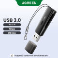 UGREEN SD Card Reader Portable USB 3.0 USB 2.0 Dual Slot Flash Memory Card Adapter Hub for TF SD Micro SD SDXC SDHC MMC RS-MMC Micro SDXC Micro SDHC UHS-I for Mac Windows Linux Chrome PC Laptop. 