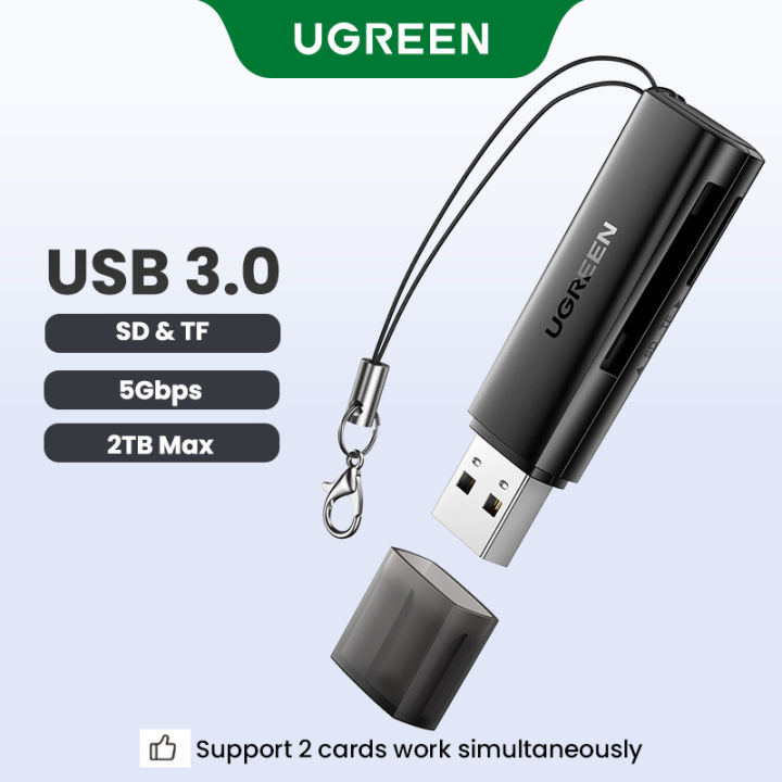 UGREEN SD Card Reader Portable USB 3.0 USB 2.0 Dual Slot Flash Memory Card Adapter Hub for TF SD Micro SD SDXC SDHC MMC RS-MMC Micro SDXC Micro SDHC UHS-I for Mac Windows Linux Chrome PC Laptop