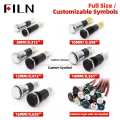 Indicator light shell black 24V pin metal 16mm/12/10/8 FILN 14/symbol LED indicator light 212V car dashboard indicator light. 