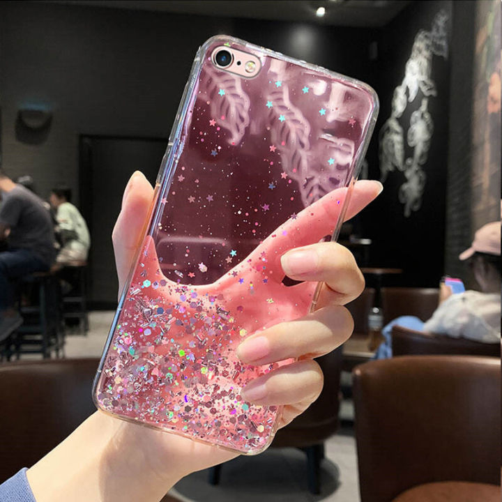 For iPhone 6s Plus / iPhone 6 Plus Back Cover Luxury Shiny Glitter Gold Foil Space Starry Cases Clear Soft Silicone Bumper Full Protection Mobile Phone Case for Girls Boy