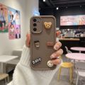 Cute 3d bear For Samsung  A03s A04 A05s A06 A07 A10s A11 A12 A13 A14 A15 A16 A17 5G A20 A30s A21s A50 A51 A52 A54 A55 A56 M13 M14 M21 M31 M32 S7 Edge S8 S9 Plus S10 S20 FE S21 S22 S23 S24 S25 Ultra Back Cover for girls. 